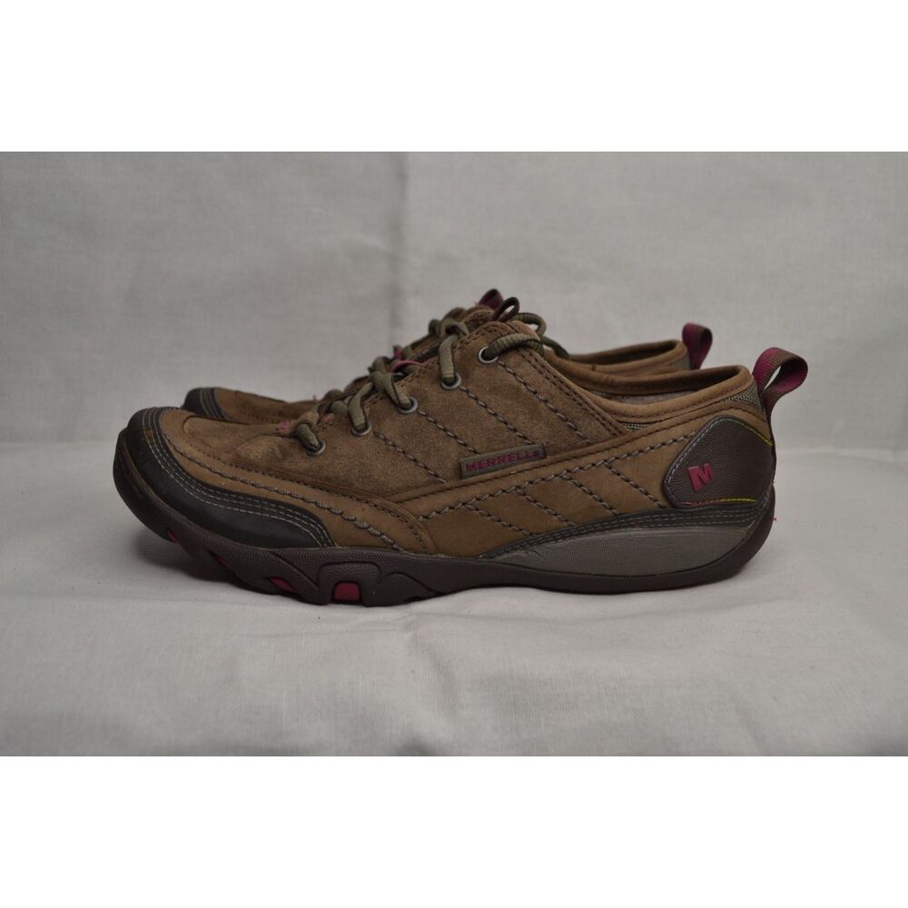 Merrell Women's 7.5 Brown Nubuck Leather Stone Lace Up Outdoor Shoes